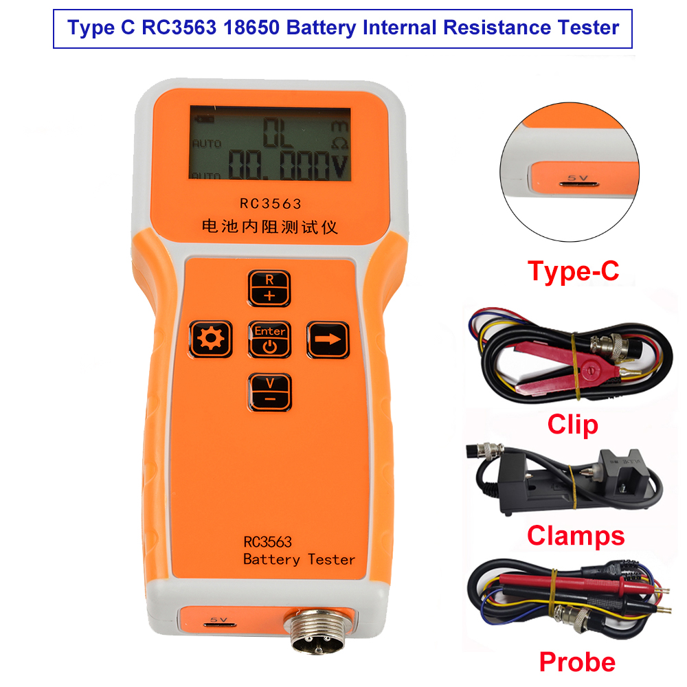Battery Internal Resistance Tester Four Wire - バッテリー電圧テスター,内部電圧テスター,高精度,リチウム,鉄,リン酸塩,ツール,rc3563,18650
