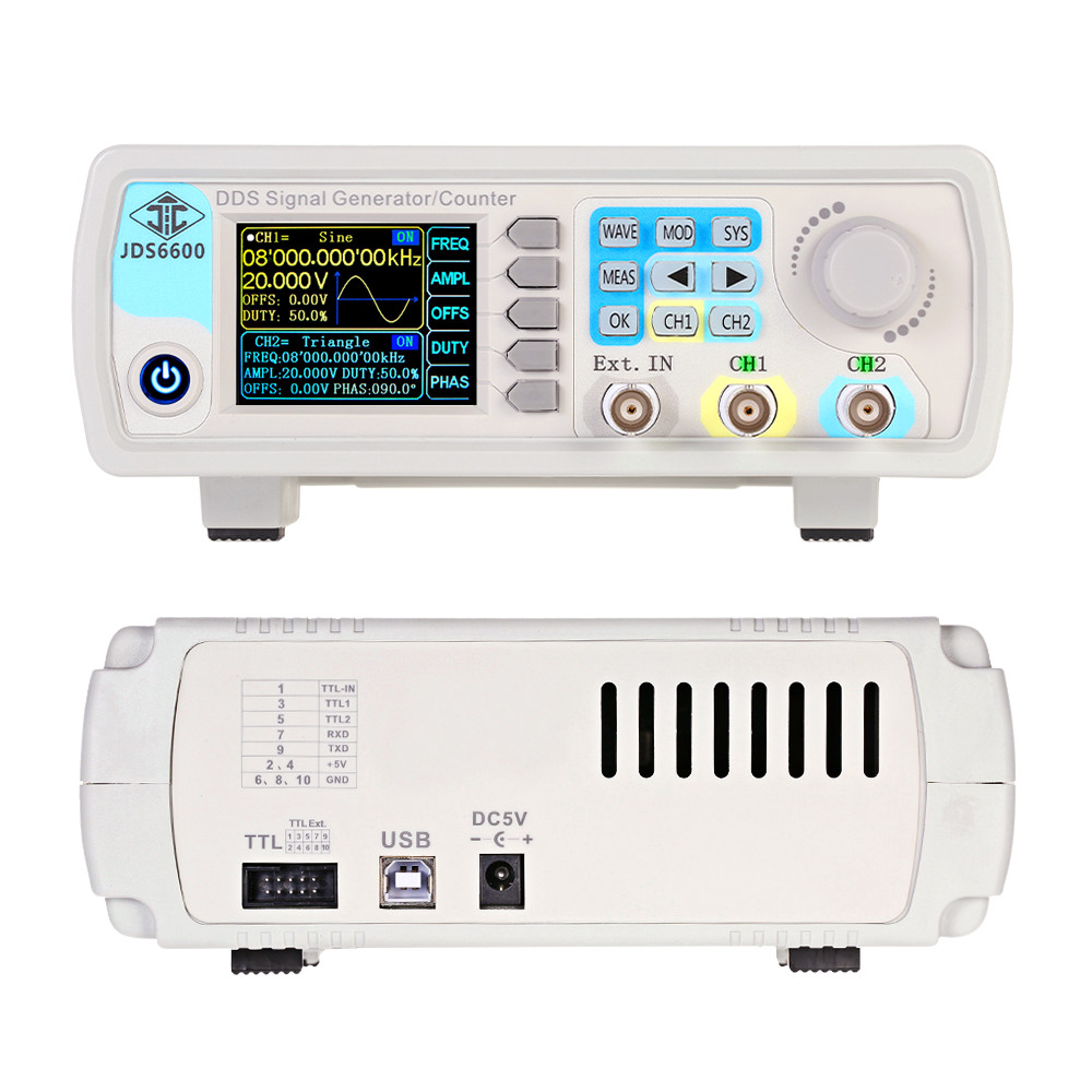 Dual Channel Arbitrary Waveform Function Generator 60Mhz - YAO JDS6600 15/30/40/50/60MHz DDS機能信号発生器 デュアル/2チャンネル周波数計 任意波形パルススイープカウンター